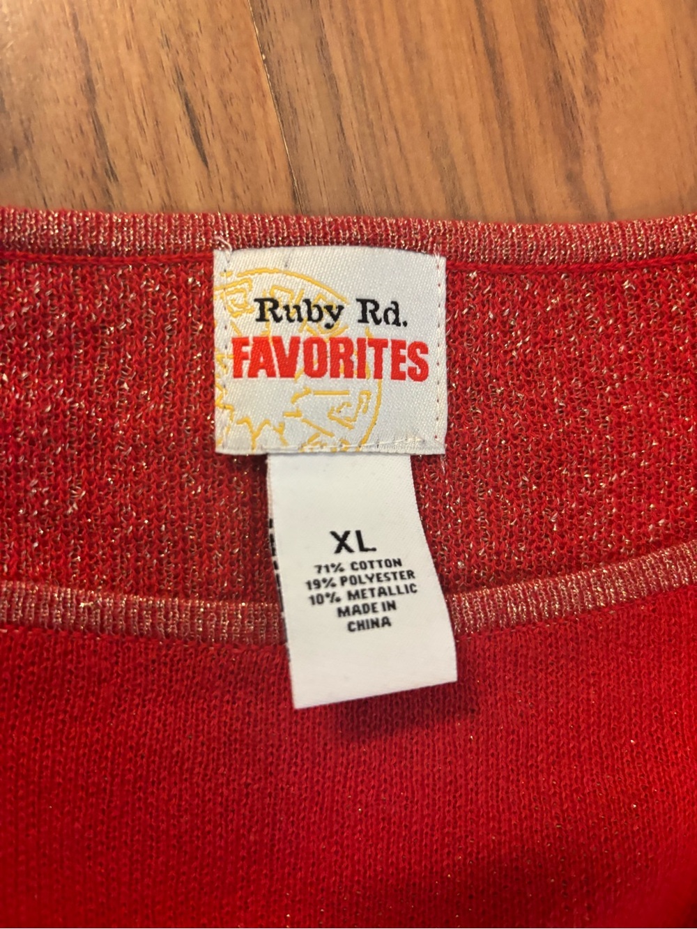 Ruby Rd. Red Metallic-Thread Sweater - Picture 2 of 2